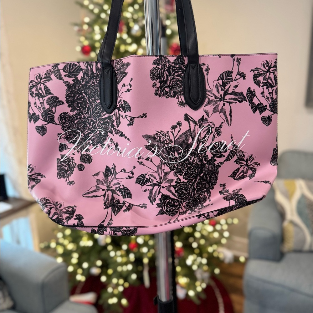Victoria's Secret Pink and Black Floral Tote